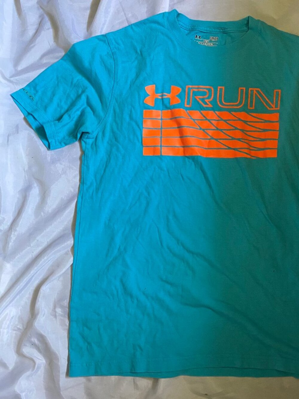 Under Armour Run Light Blue Short Sleeve T Shirt Mens Size Small